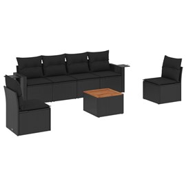 Maison exclusive - salon de jardin 7 pcs avec coussins noir résine tressée