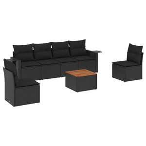 Maison exclusive - salon de jardin 7 pcs avec coussins noir résine tressée