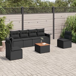 Maison exclusive - salon de jardin 7 pcs avec coussins noir résine tressée