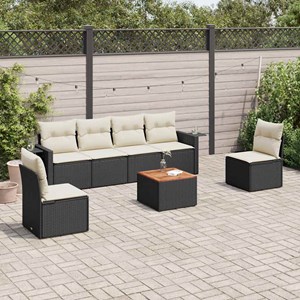 Maison exclusive - salon de jardin 7 pcs avec coussins noir résine tressée