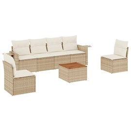 Maison exclusive - salon de jardin avec coussins 7 pcs beige résine tressée
