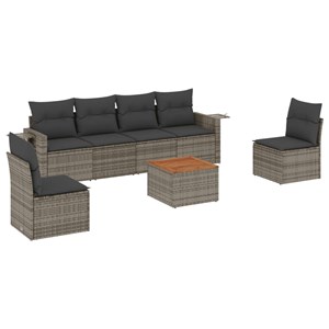 Maison exclusive - salon de jardin avec coussins 7 pcs gris résine tressée