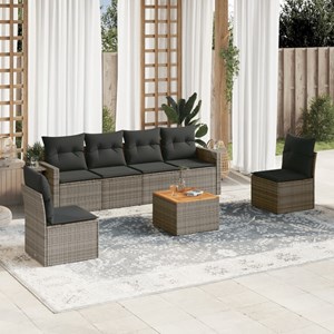 Maison exclusive - salon de jardin avec coussins 7 pcs gris résine tressée