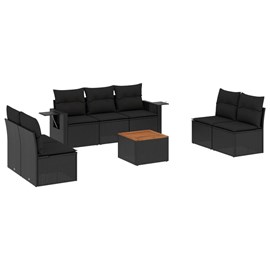 Maison exclusive - salon de jardin 8 pcs avec coussins noir résine tressée