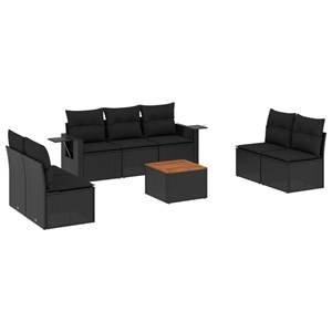 Maison exclusive - salon de jardin 8 pcs avec coussins noir résine tressée