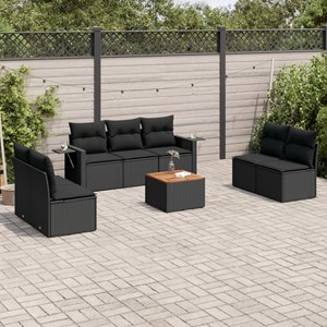 Maison exclusive - salon de jardin 8 pcs avec coussins noir résine tressée