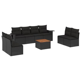 Maison exclusive - salon de jardin 9 pcs avec coussins noir résine tressée