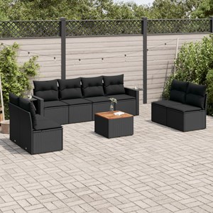 Maison exclusive - salon de jardin 9 pcs avec coussins noir résine tressée