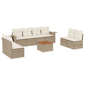 Maison exclusive - salon de jardin avec coussins 9 pcs beige résine tressée