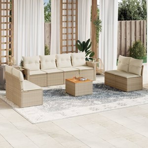 Maison exclusive - salon de jardin avec coussins 9 pcs beige résine tressée