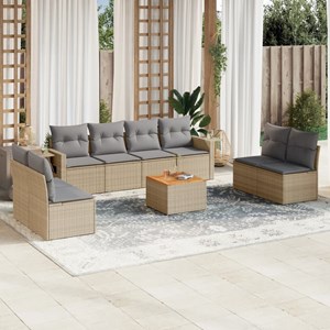 Maison exclusive - salon de jardin avec coussins 9pcs mélange beige résine tress