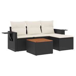Maison exclusive - salon de jardin 5 pcs avec coussins noir résine tressée