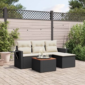 Maison exclusive - salon de jardin 5 pcs avec coussins noir résine tressée