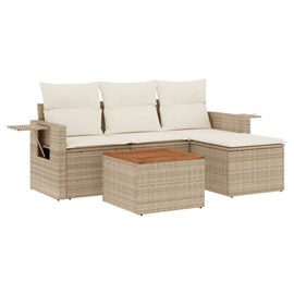 Maison exclusive - salon de jardin avec coussins 5 pcs beige résine tressée