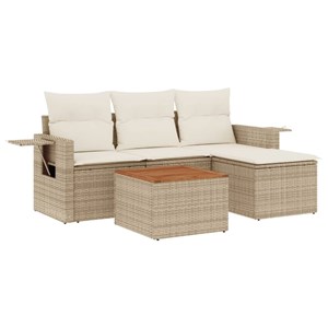 Maison exclusive - salon de jardin avec coussins 5 pcs beige résine tressée