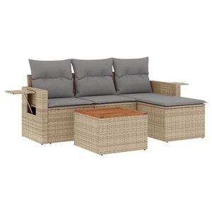 Maison exclusive - salon de jardin avec coussins 5pcs mélange beige résine tress