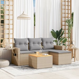 Maison exclusive - salon de jardin avec coussins 5pcs mélange beige résine tress
