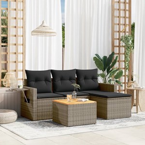Maison exclusive - salon de jardin 5 pcs avec coussins gris résine tressée