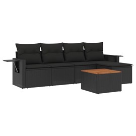 Maison exclusive - salon de jardin 6 pcs avec coussins noir résine tressée