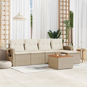 Maison exclusive - salon de jardin avec coussins 6 pcs beige résine tressée