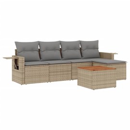 Maison exclusive - salon de jardin avec coussins 6pcs mélange beige résine tress