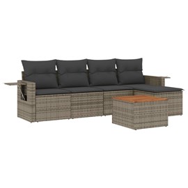Maison exclusive - salon de jardin 6 pcs avec coussins gris résine tressée