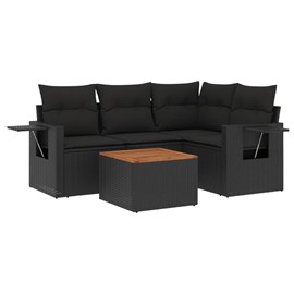 Maison exclusive - salon de jardin 5 pcs avec coussins noir résine tressée