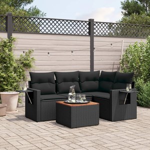 Maison exclusive - salon de jardin 5 pcs avec coussins noir résine tressée