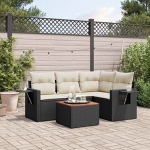 Maison exclusive - salon de jardin 5 pcs avec coussins noir résine tressée