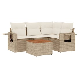 Maison exclusive - salon de jardin avec coussins 5 pcs beige résine tressée