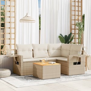 Maison exclusive - salon de jardin avec coussins 5 pcs beige résine tressée
