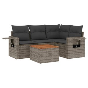Maison exclusive - salon de jardin 5 pcs avec coussins gris résine tressée