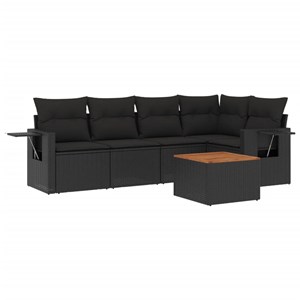 Maison exclusive - salon de jardin 6 pcs avec coussins noir résine tressée