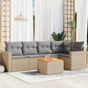 Maison exclusive - salon de jardin avec coussins 6pcs mélange beige résine tress