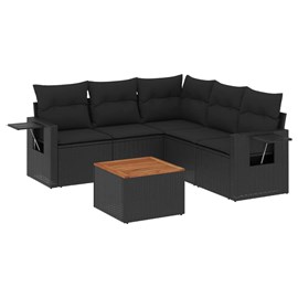 Maison exclusive - salon de jardin 6 pcs avec coussins noir résine tressée