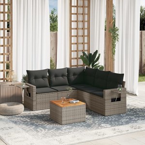 Maison exclusive - salon de jardin 6 pcs avec coussins gris résine tressée