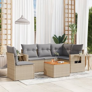 Maison exclusive - salon de jardin avec coussins 6pcs mélange beige résine tress