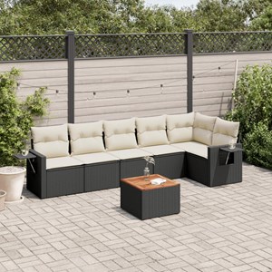 Maison exclusive - salon de jardin 7 pcs avec coussins noir résine tressée
