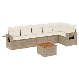 Maison exclusive - salon de jardin avec coussins 7 pcs beige résine tressée