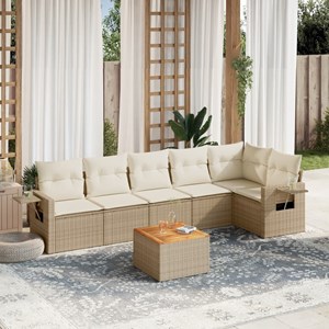 Maison exclusive - salon de jardin avec coussins 7 pcs beige résine tressée