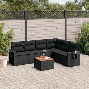 Maison exclusive - salon de jardin 7 pcs avec coussins noir résine tressée