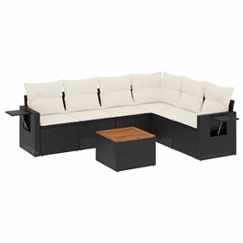 Maison exclusive - salon de jardin 7 pcs avec coussins noir résine tressée