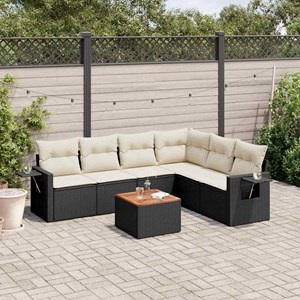 Maison exclusive - salon de jardin 7 pcs avec coussins noir résine tressée