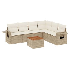 Maison exclusive - salon de jardin avec coussins 7 pcs beige résine tressée