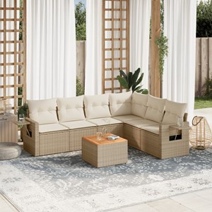 Maison exclusive - salon de jardin avec coussins 7 pcs beige résine tressée