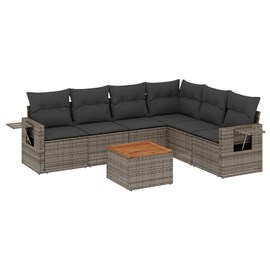 Maison exclusive - salon de jardin avec coussins 7 pcs gris résine tressée