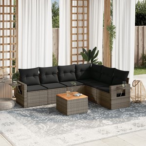 Maison exclusive - salon de jardin avec coussins 7 pcs gris résine tressée