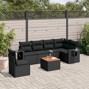 Maison exclusive - salon de jardin 7 pcs avec coussins noir résine tressée