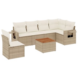 Maison exclusive - salon de jardin avec coussins 7 pcs beige résine tressée