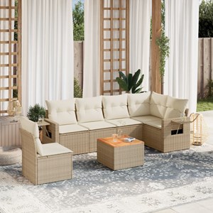 Maison exclusive - salon de jardin avec coussins 7 pcs beige résine tressée